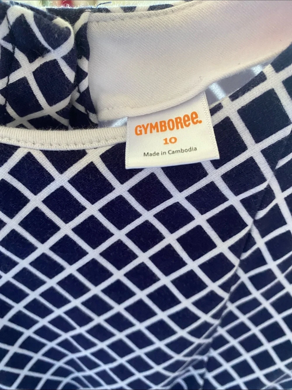 Gymboree Navy & White Lattice Dress with Red Waist Tabs
